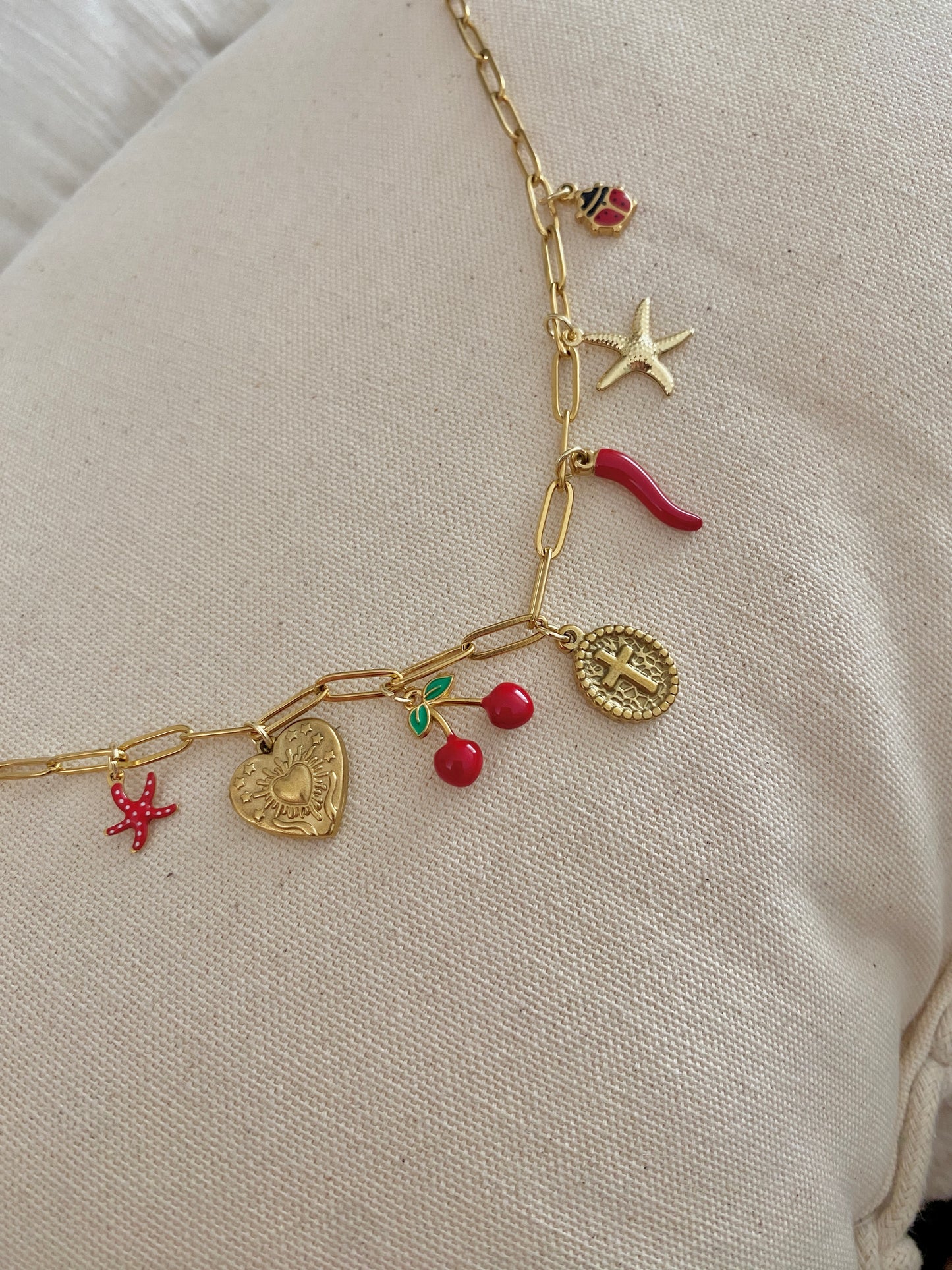 Collier Charms Rouge Éclat