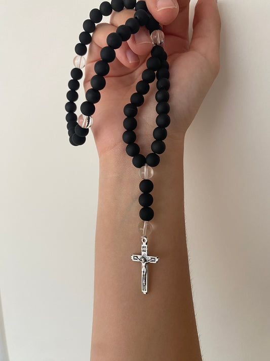 chapelet chrétien catholique noir 